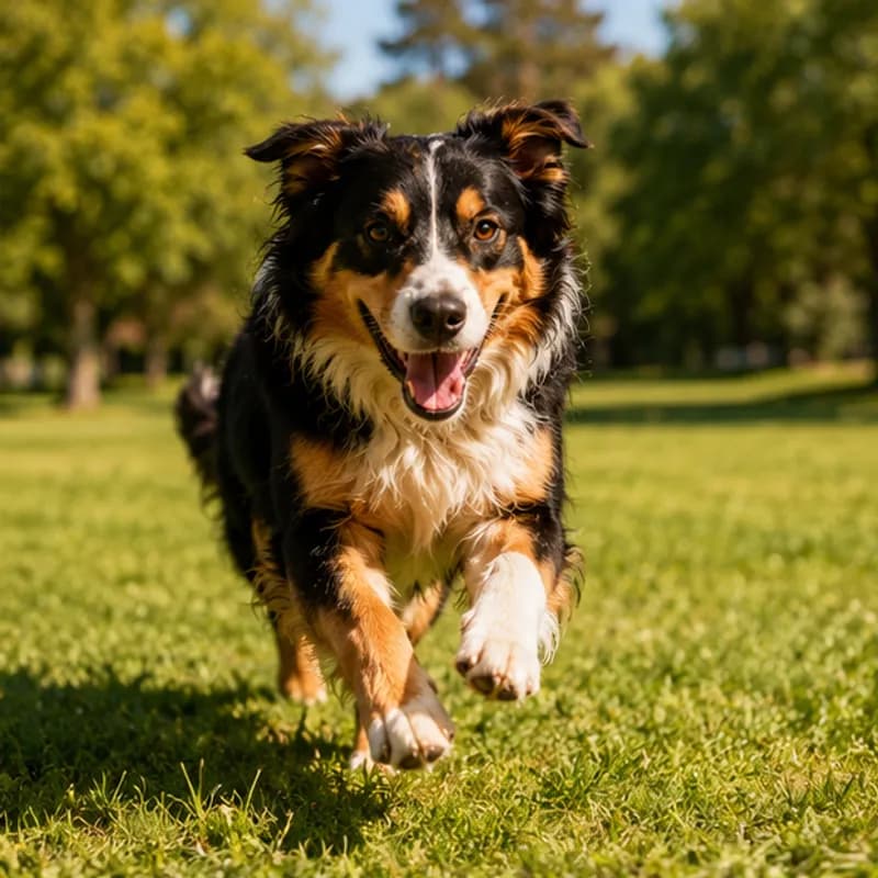 Dog at the park with its owner