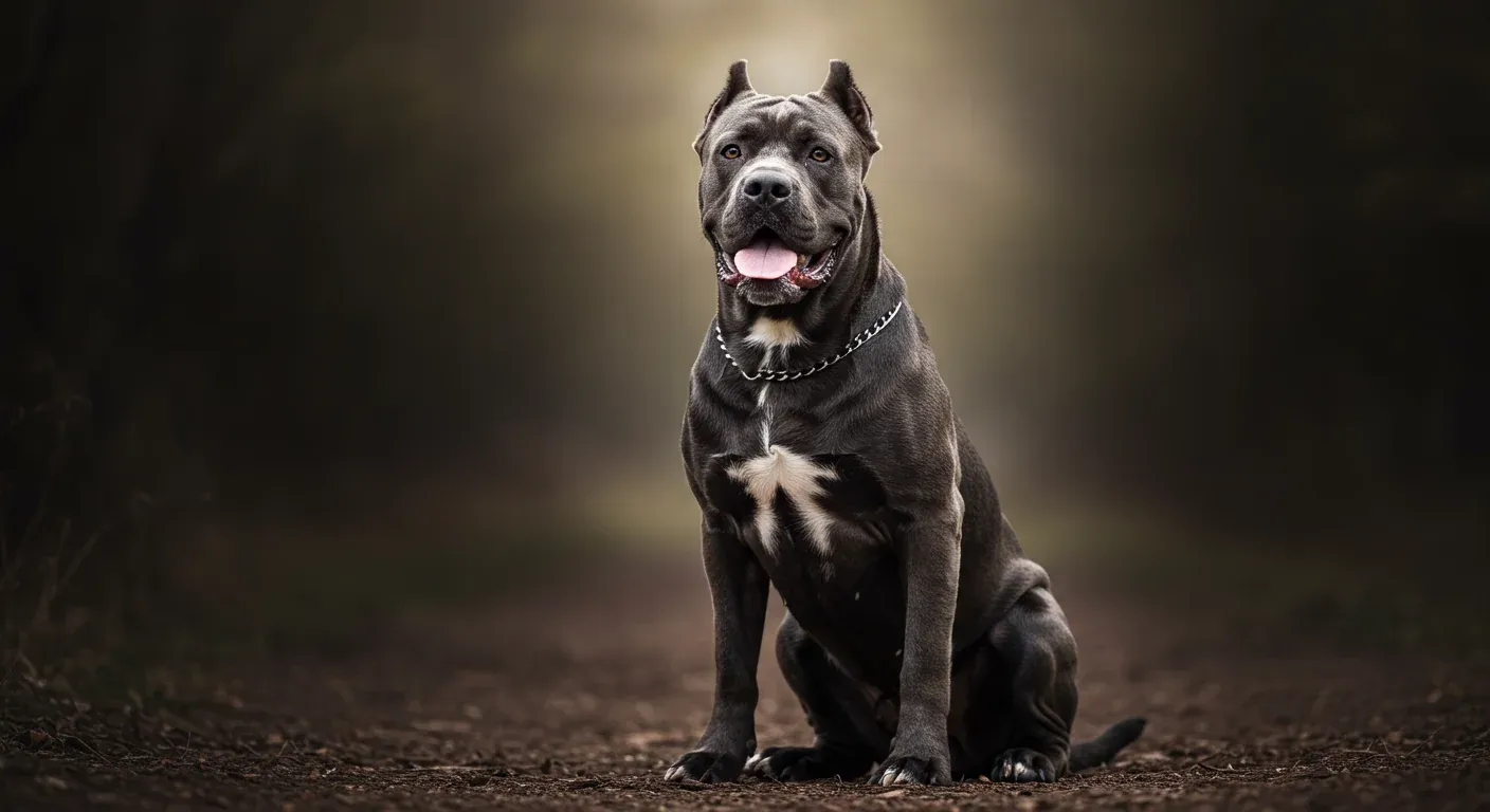 A confident Cane Corso dog sitting in an alert, protective posture, demonstrating the breed's natural guarding instincts and intelligent demeanor discussed in the article