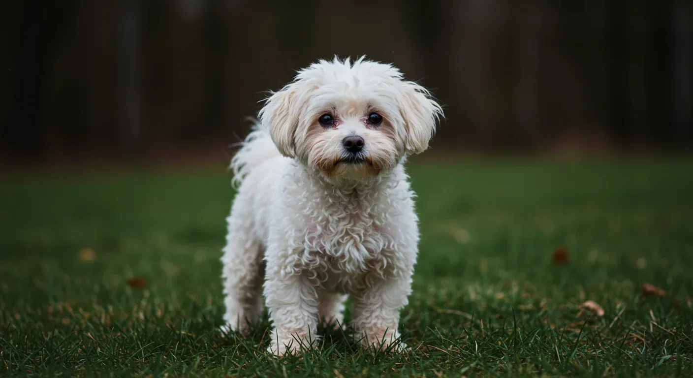 Close-up portrait of a white Bichon Frise showing the breed's fluffy coat and gentle expression, illustrating the sensitive skin conditions discussed in the article