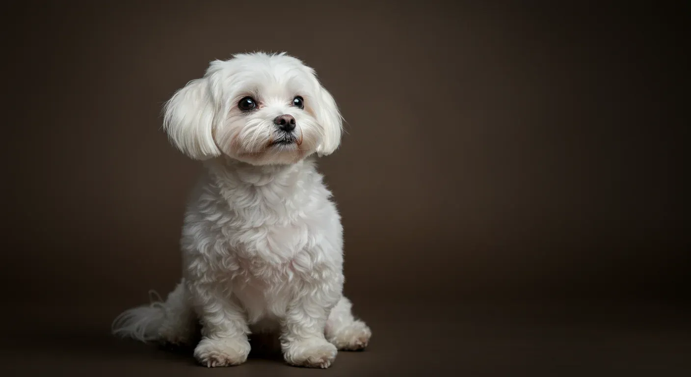 A beautiful white Maltese dog sitting calmly with an alert but gentle expression, representing the breed's sensitive nature discussed in the aggression management article