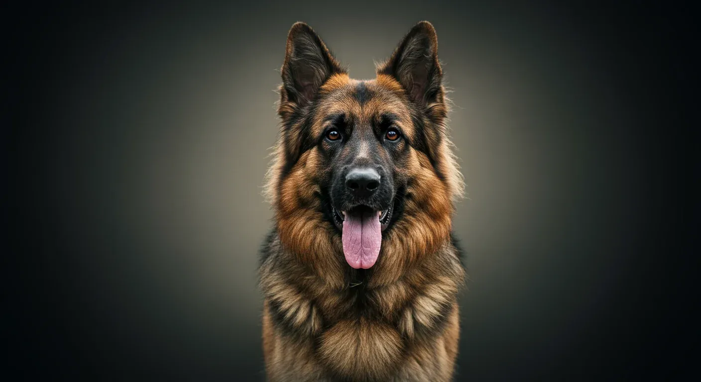 Professional portrait of a German Shepherd dog in a veterinary setting, representing the article's focus on identifying and treating skin conditions in this breed
